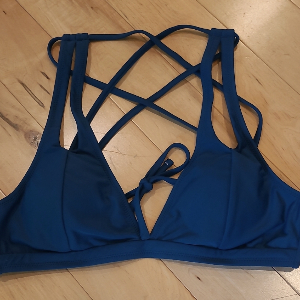 Women's Strappy Blue Swim Top
